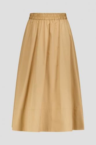 Beige-bruine midirok met plooitjes 