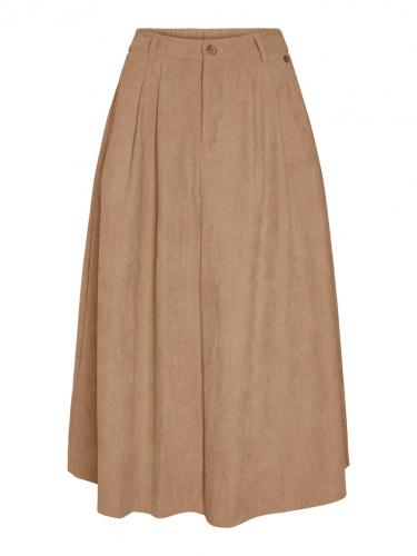 Lange high waist ribfluwelen rok 