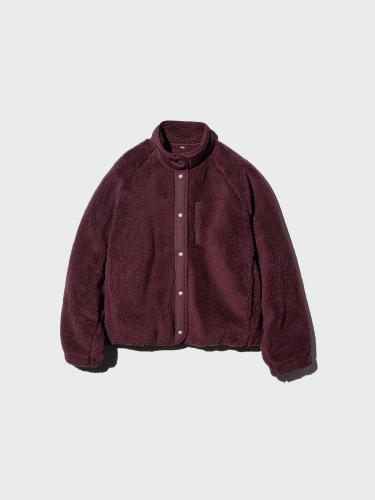 Fleecejasje met opstaande kraag en knopenrij