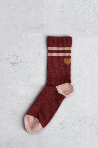 Glittersokken met hartje 