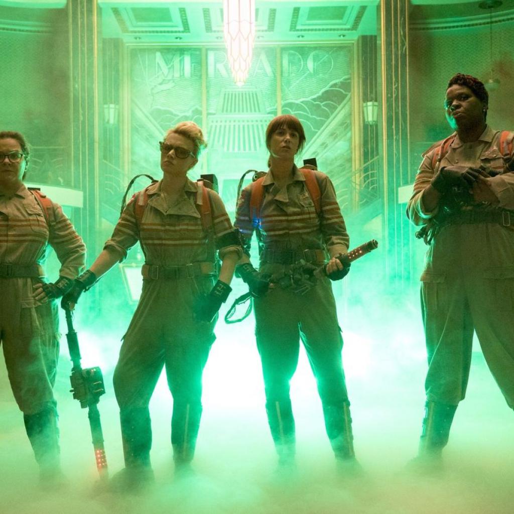 Ghostbusters anno 2016: Melissa McCarthy, Kate McKinnon, Kristen Wiig en Leslie Jones. 