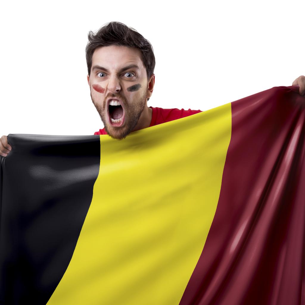Fan holding the flag of Belgium