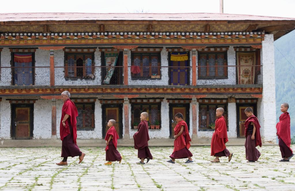 Monniken in Bhutan