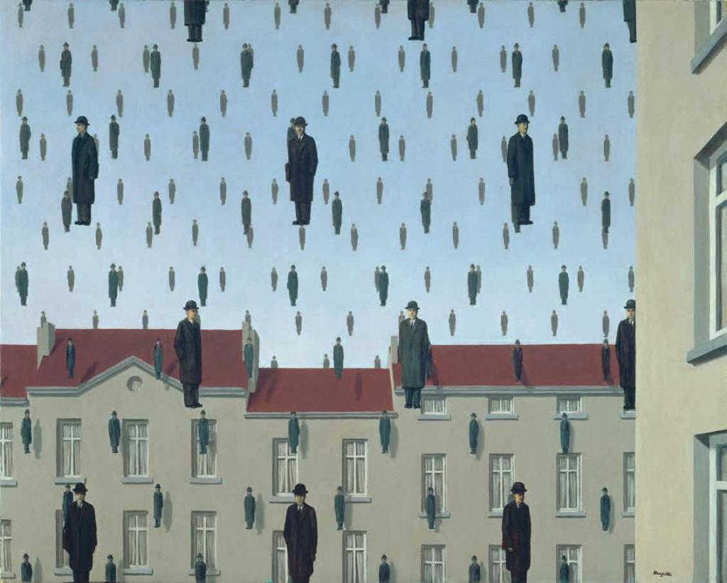Foto van schilderij Golconda van René Magritte (1953)
