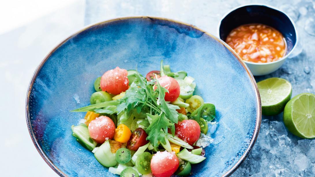 Fris en fruitig: watermeloensalade met pittige dressing Fris en fruitig: watermeloensalade met pittige dressing