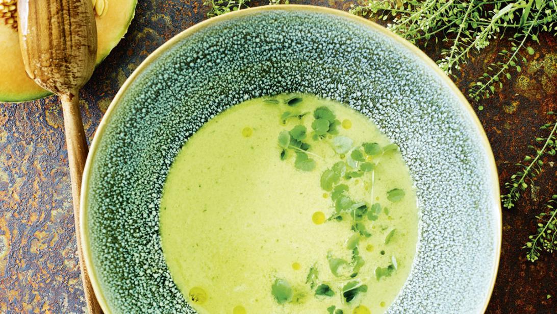 Overheerlijk en gezond recept: Gazpacho van meloen en munt Overheerlijk en gezond recept: Gazpacho van meloen en munt