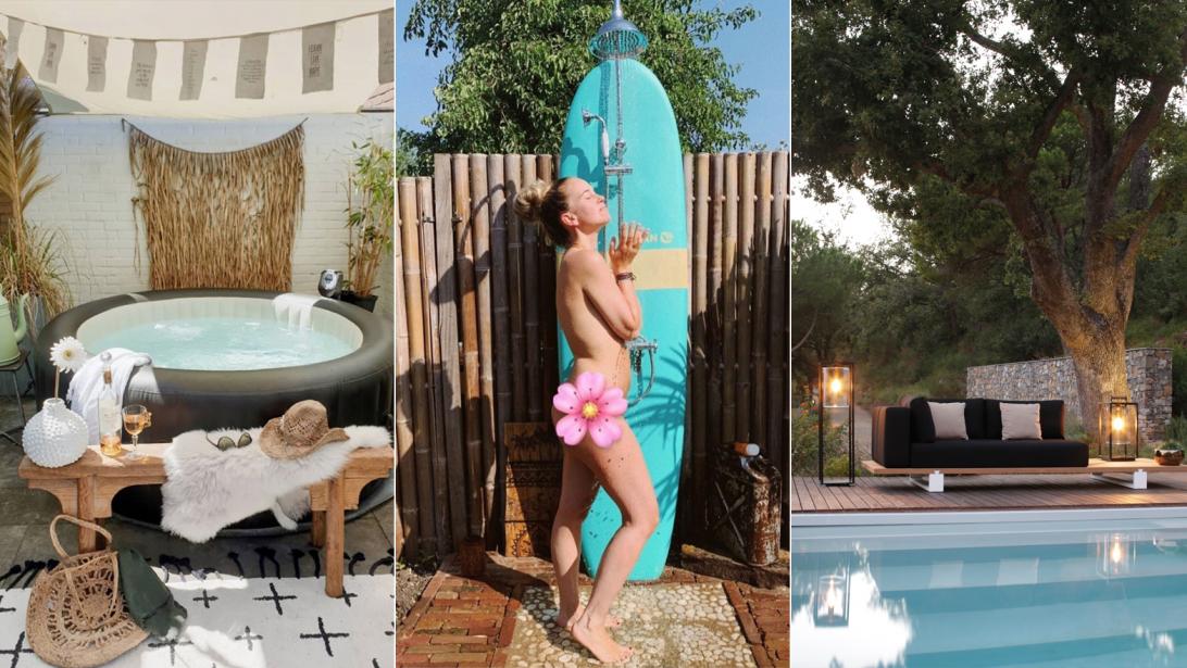 Van een opblaasbaar bubbelbad tot een 'surfplankdouche': zo maak je van jouw tuin een échte spa Van een opblaasbaar bubbelbad tot een 'surfplankdouche': zo maak je van jouw tuin een échte spa