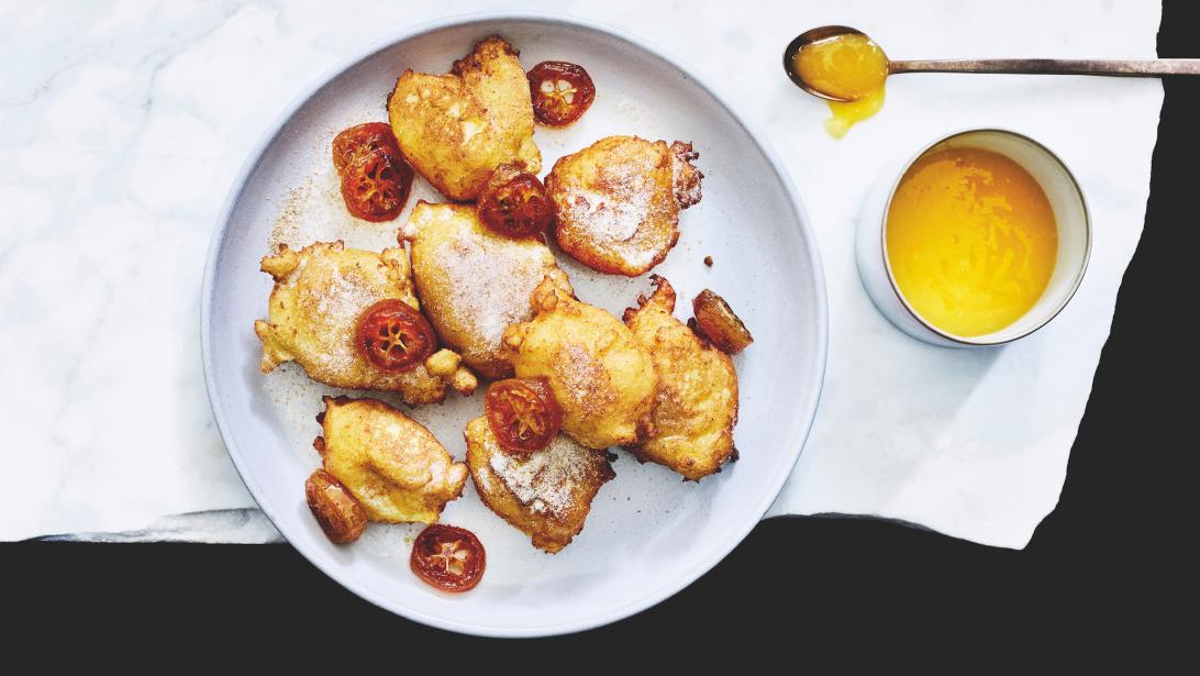 Le dessert de l'automne: beignets à la ricotta et aux kumquats Le dessert de l'automne: beignets à la ricotta et aux kumquats