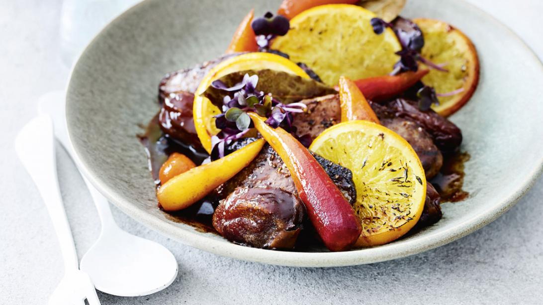 Recept bomvol vitamine C: wilde eend à l'orange met dadels Recept bomvol vitamine C: wilde eend à l'orange met dadels