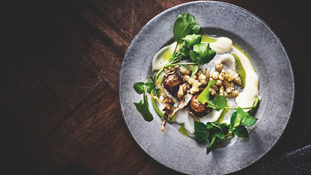 Gourmand, original & veggie: les crosnes frits et leur sauce au fromage Gourmand, original & veggie: les crosnes frits et leur sauce au fromage