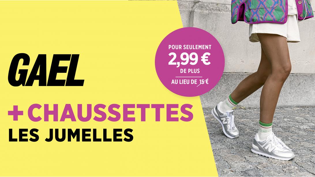 Une paire de socks Les Jumelles pour 2,99€ avec votre GAEL de septembre! Une paire de socks Les Jumelles pour 2,99€ avec votre GAEL de septembre!