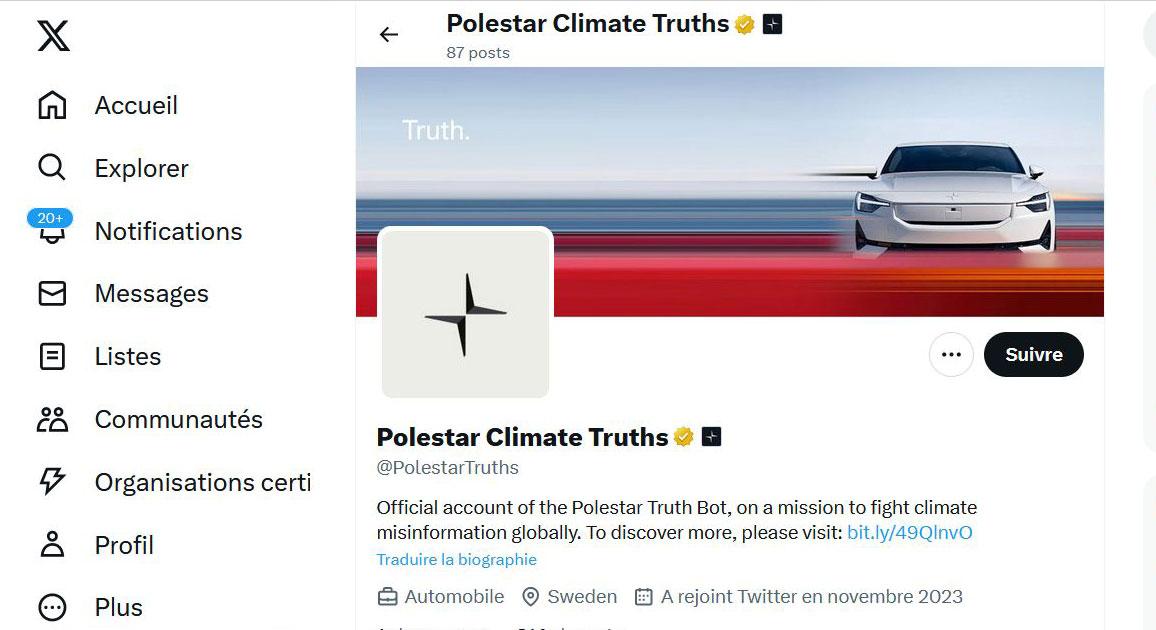 Pour la COP28 Polestar lance un bot chasseur de fake news