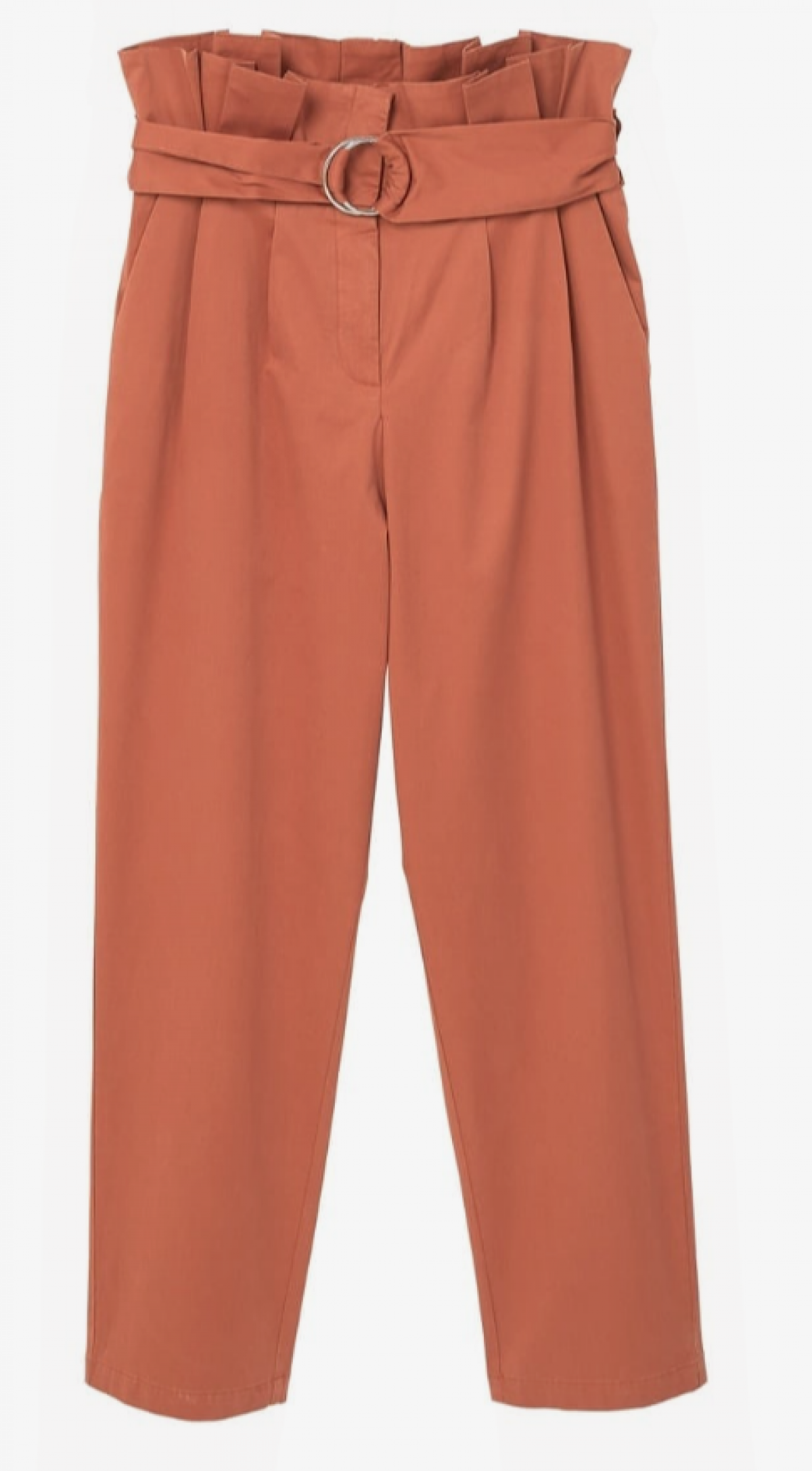 Burnt orange pantalon met ringsluiting