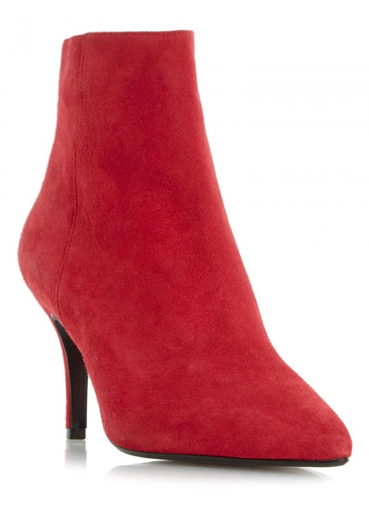 Enkellaars van rood suède
