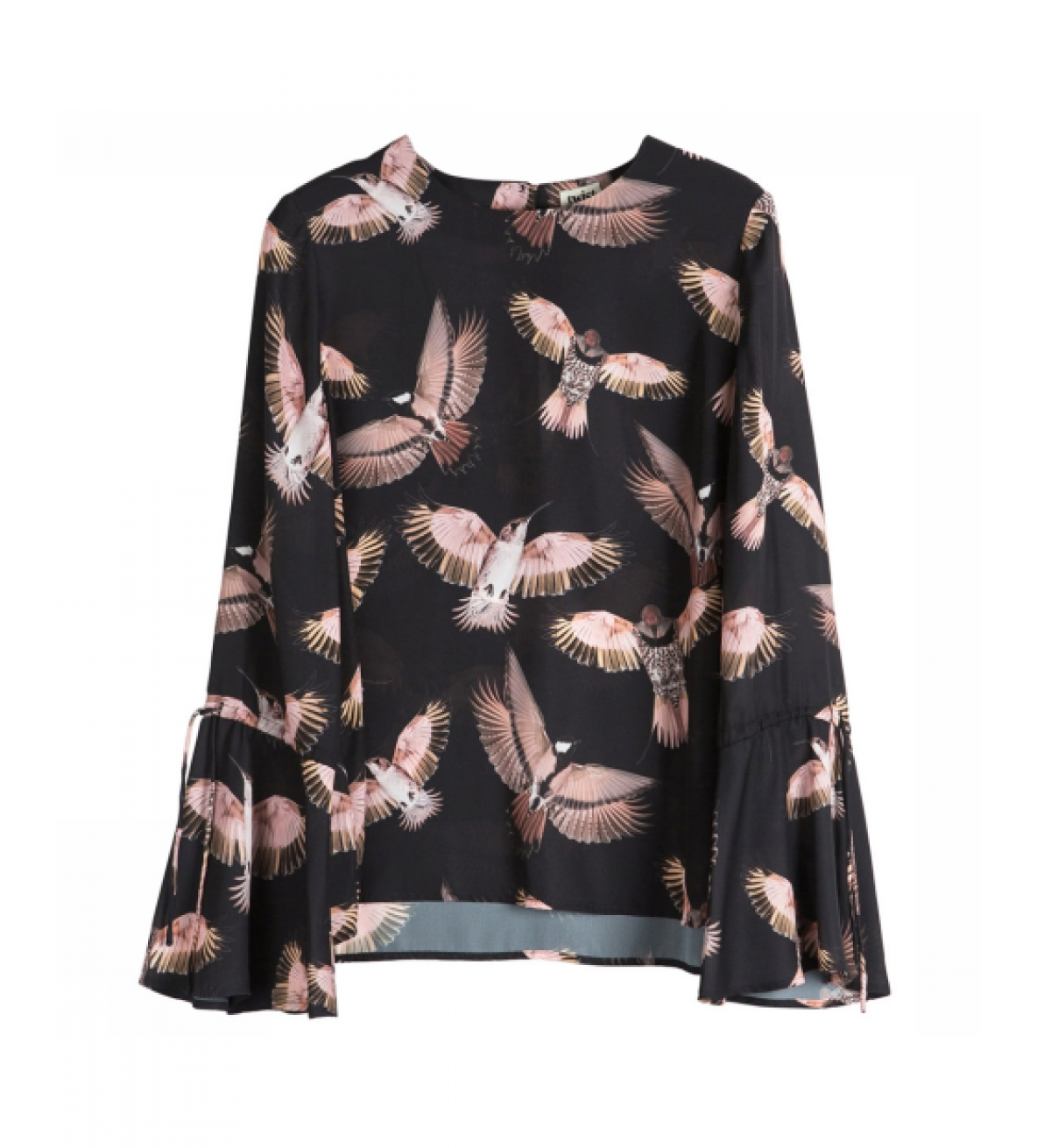 Blouse met roze kolibri's