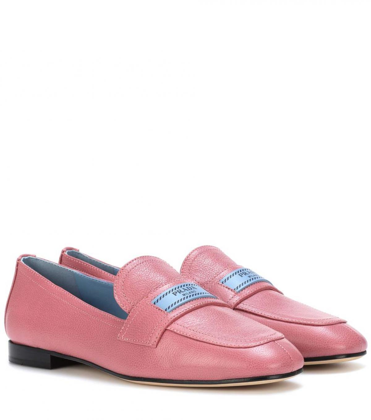 Leren roze loafers