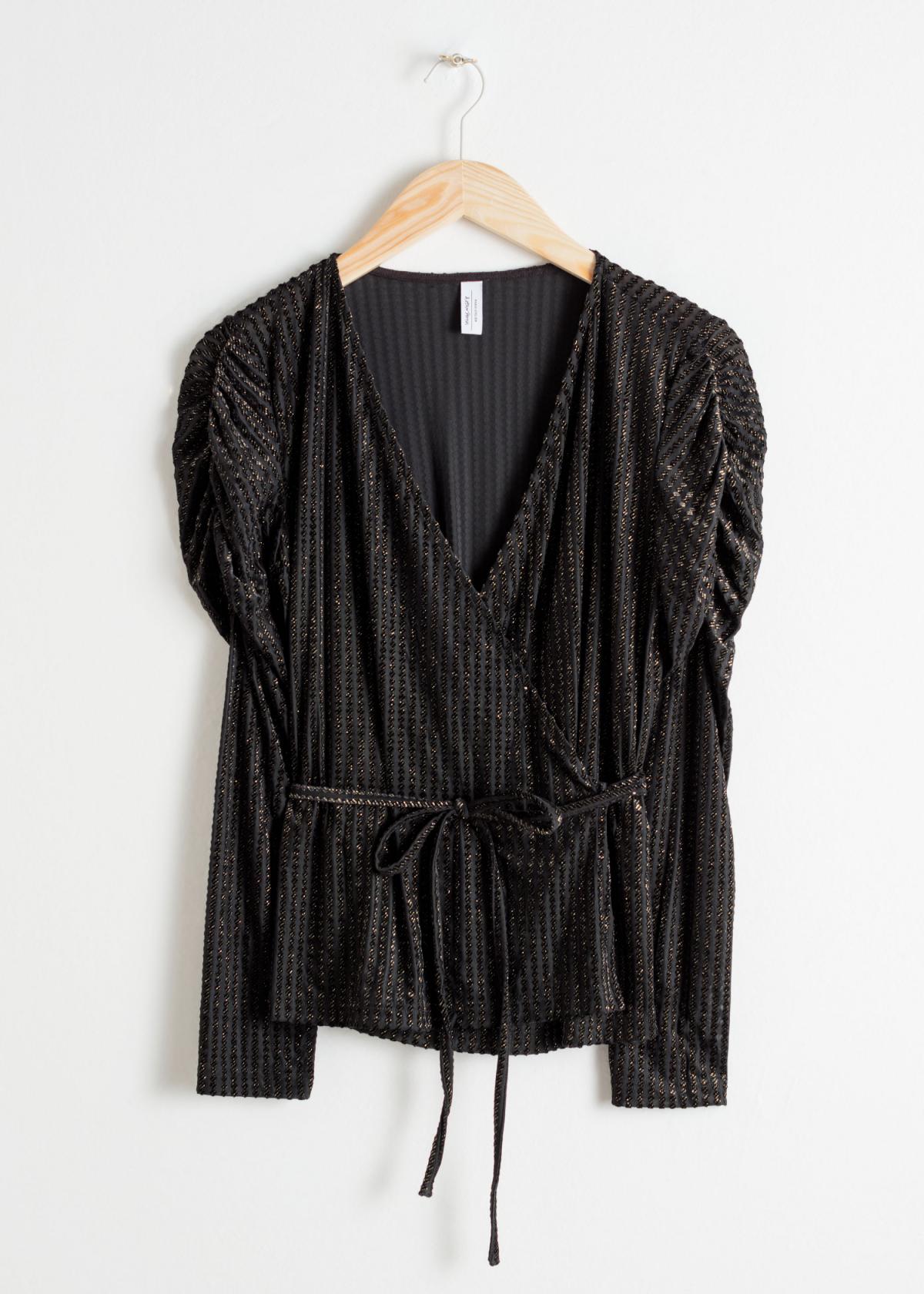 Blouse cache-cœur à paillettes