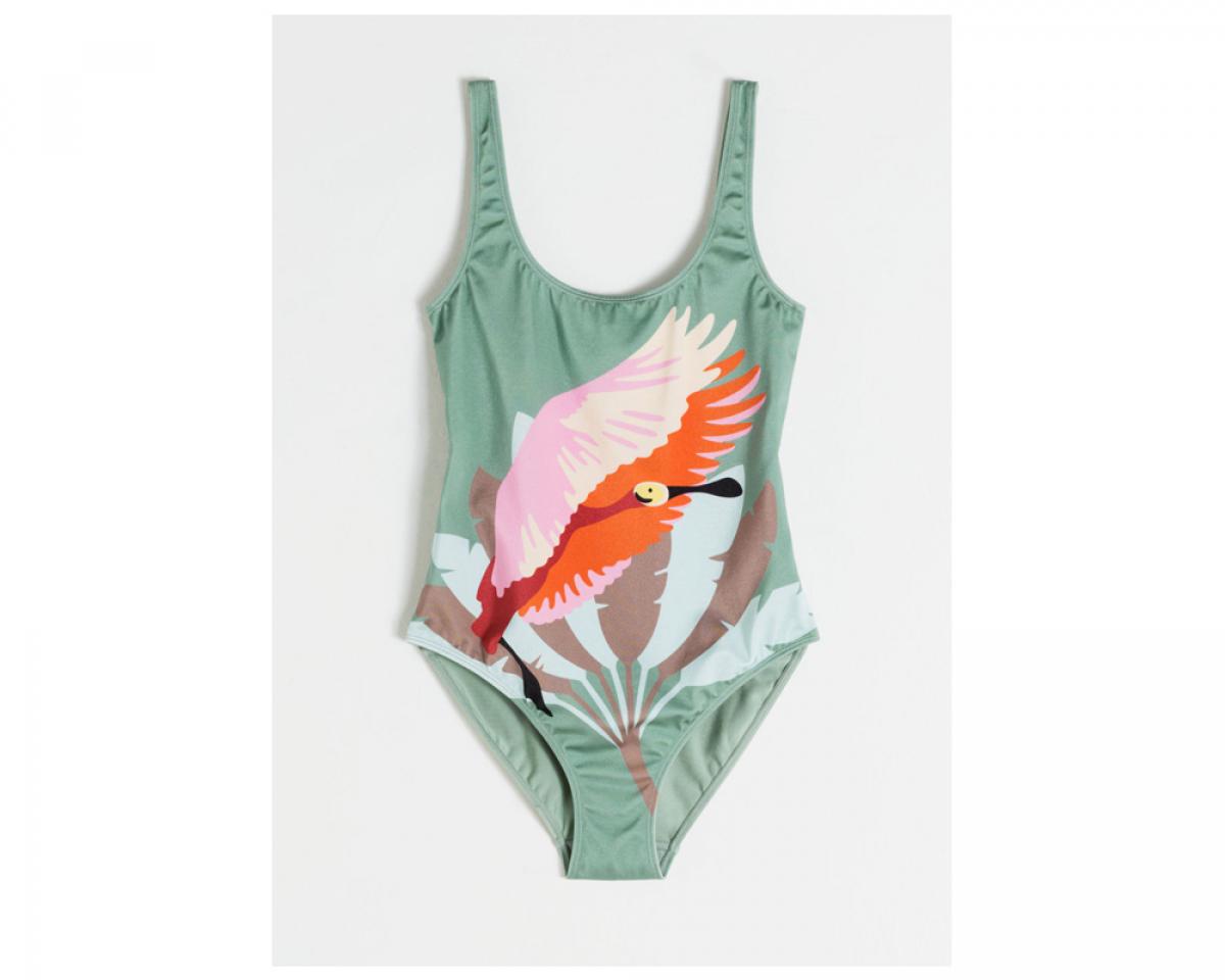 Maillot motif oiseau exotique