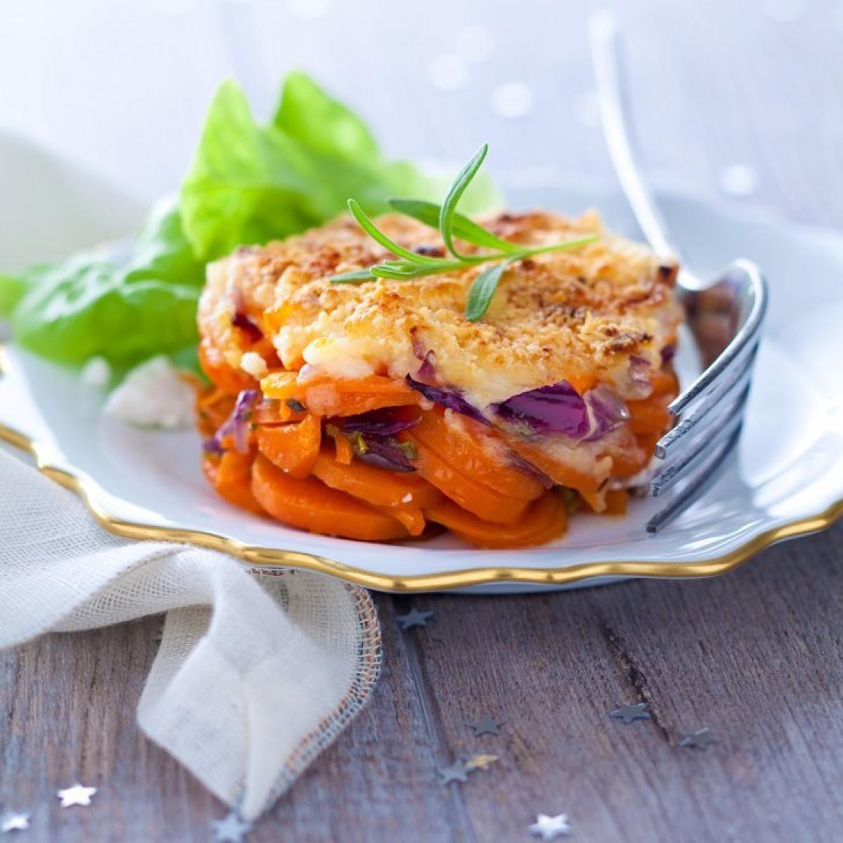 Plats n°2 : Crumble de carottes confites au parmesan