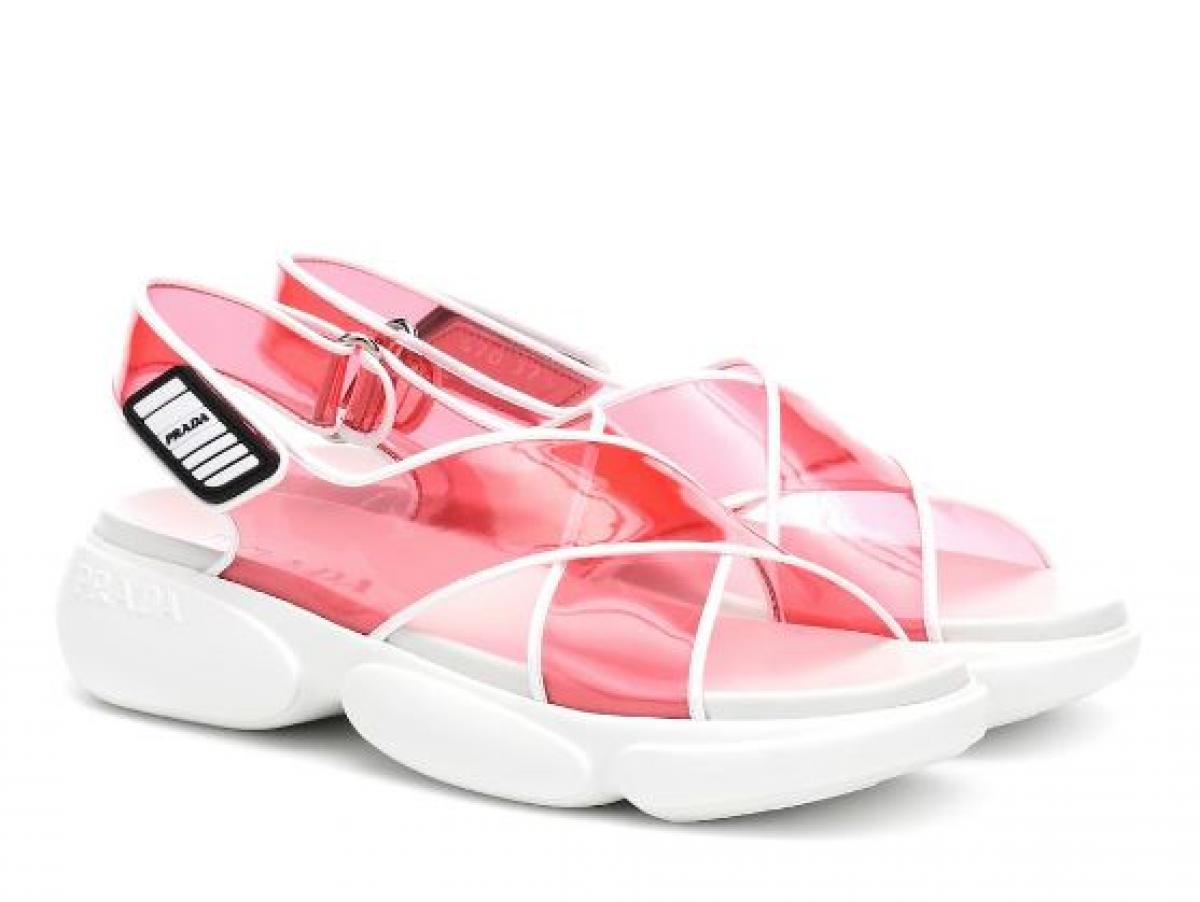 Plastic see-through sneakers in wit en roze
