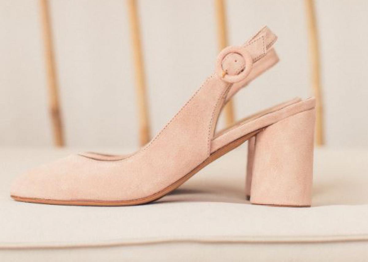 Halfhoge slingback in zachtroze