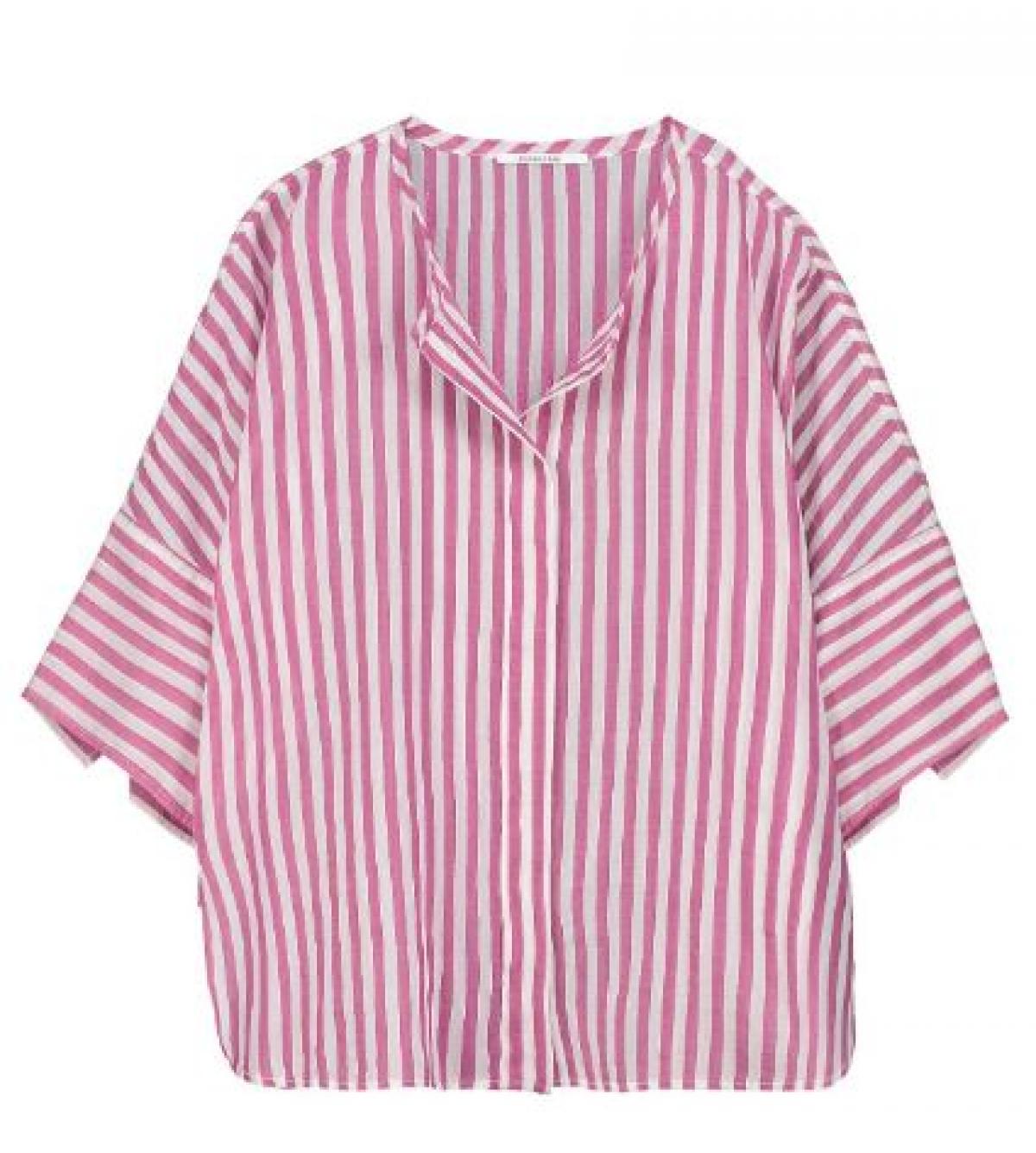 Klassieke oversized blouse met streepjes in katoen