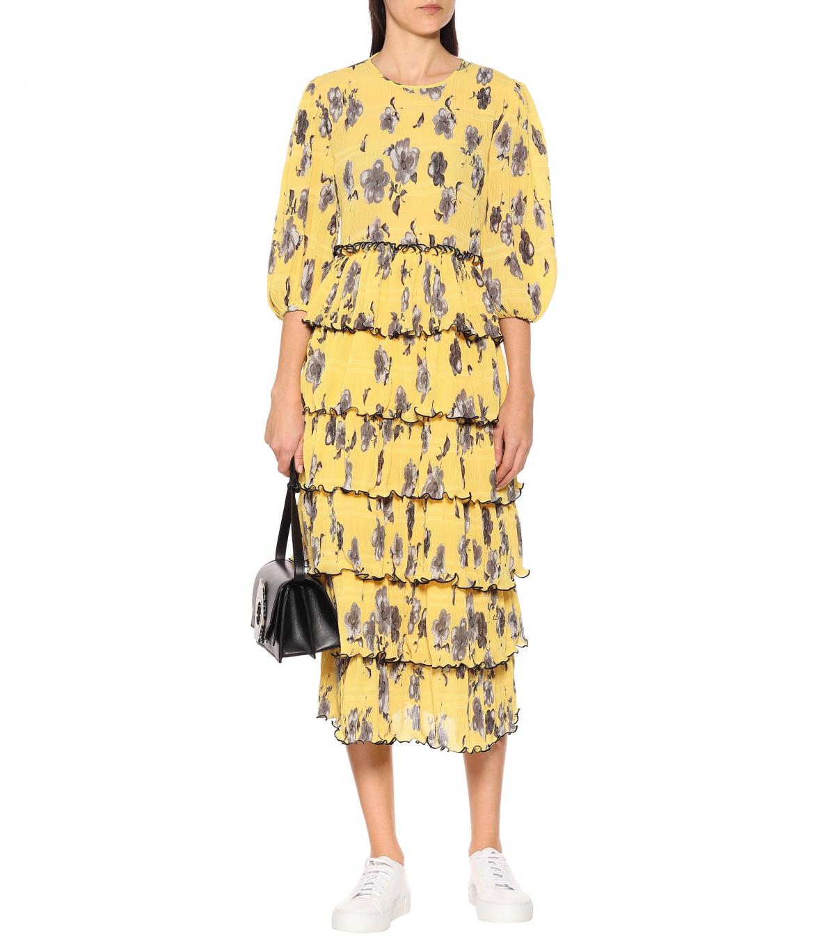 Prairie-jurk in geel met bloemen