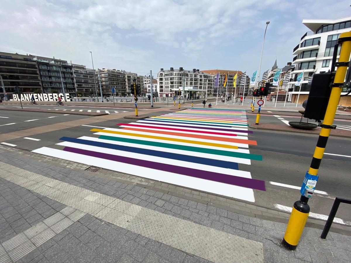 Open VLD hoopt dat er effectief een regenboogzebrapad komt aan het station van Blankenberge.© WK