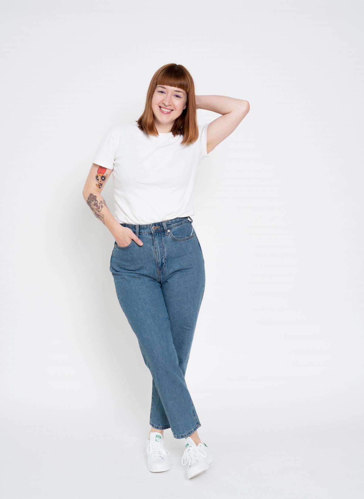 Donkerblauwe cropped mom jeans