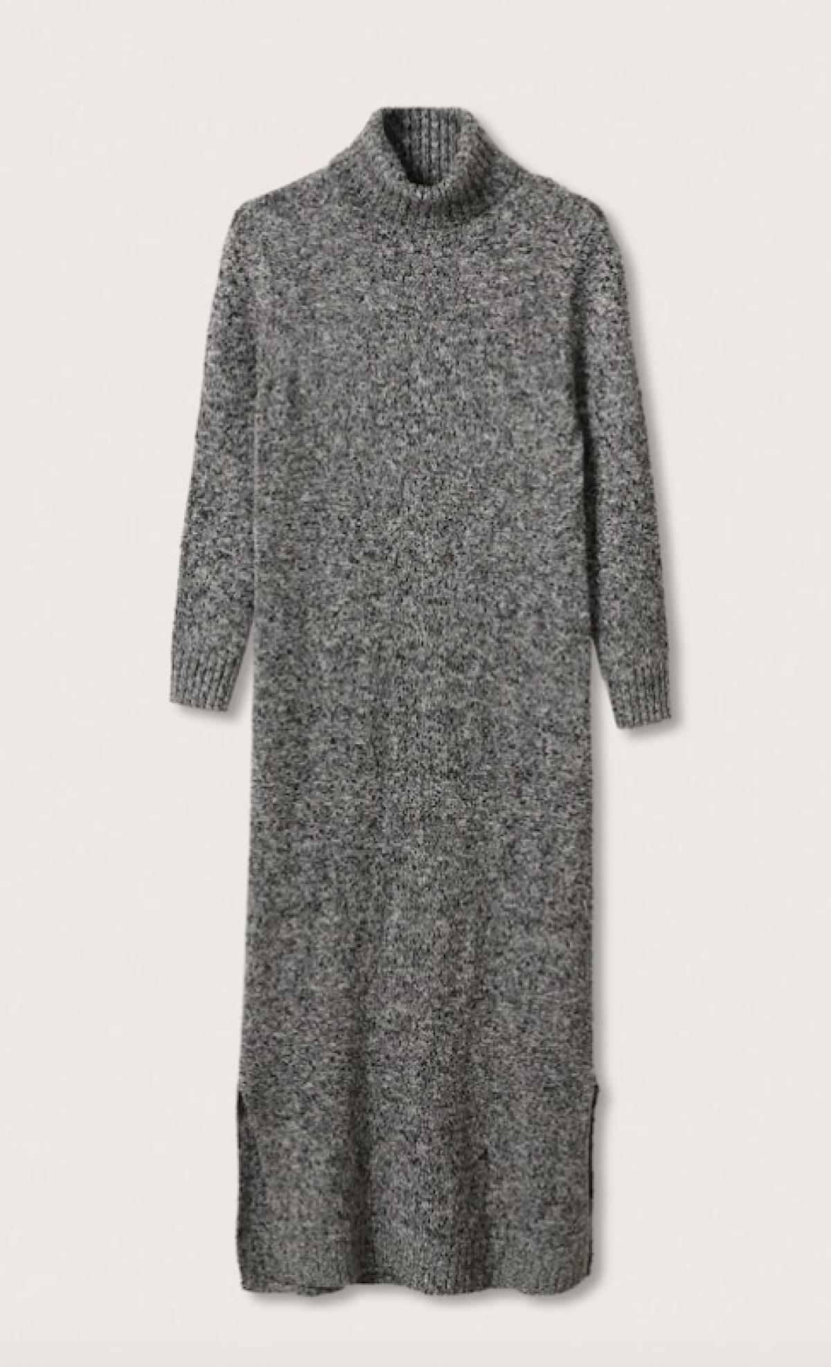 La robe à col roulé gris chiné