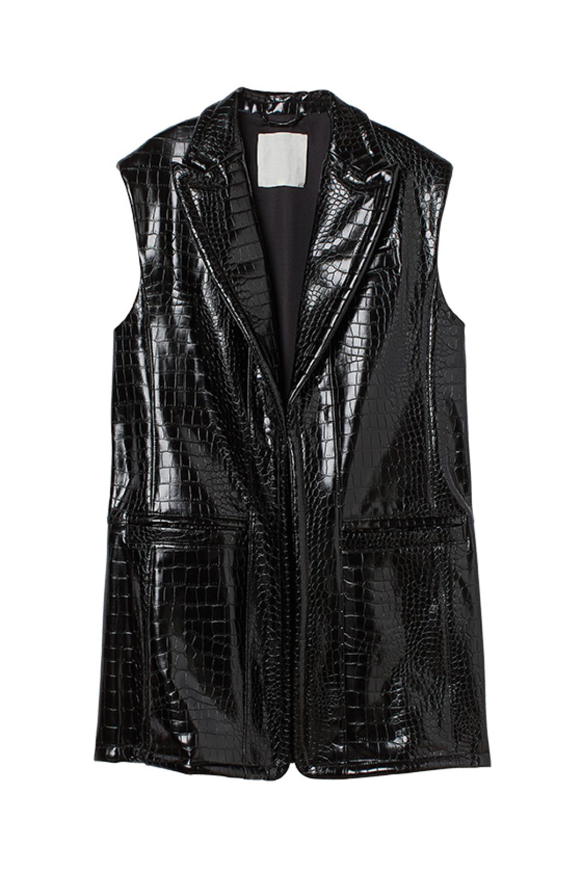 Lang gilet van vegan leer