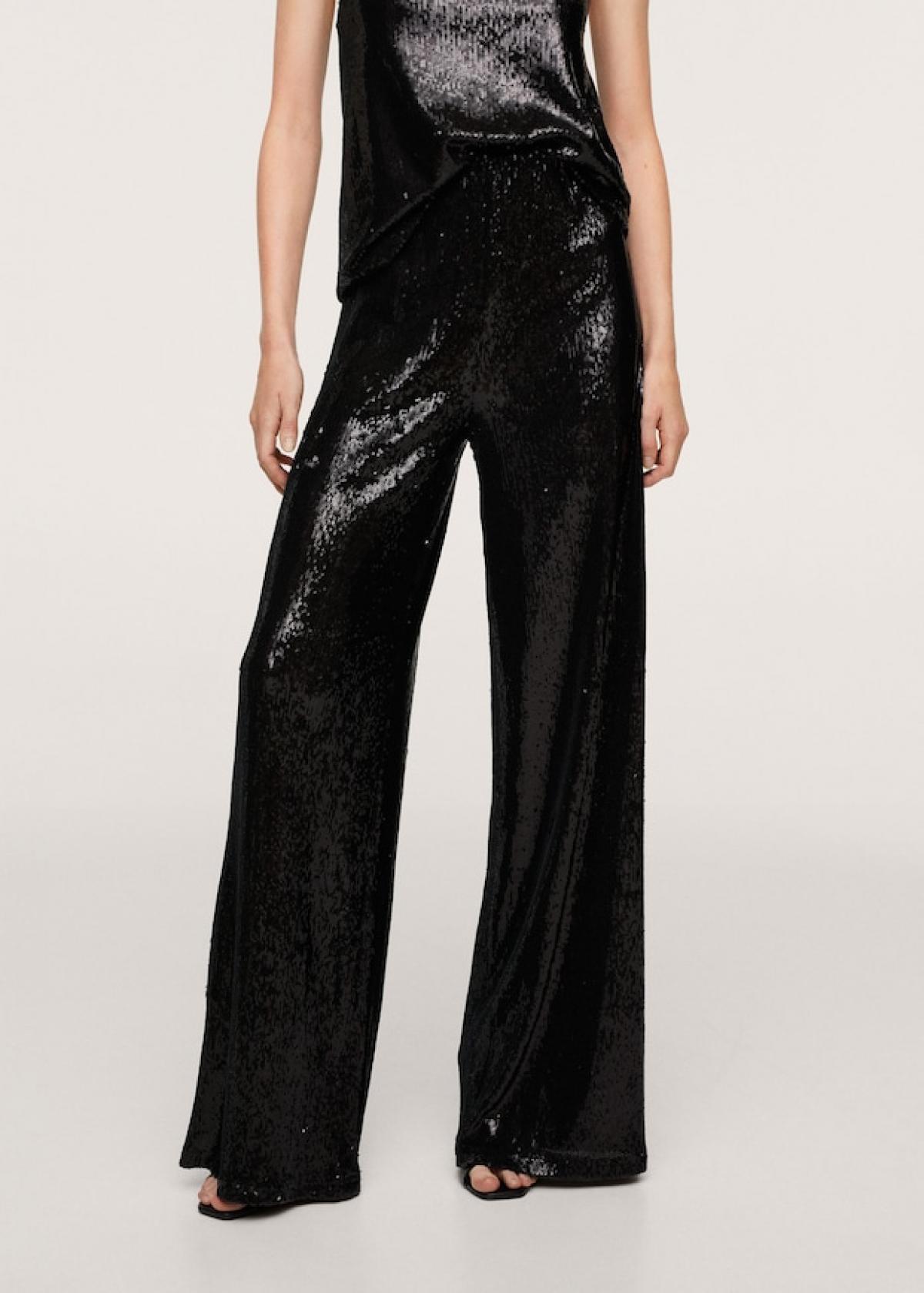 Pantalon palazzo à sequins