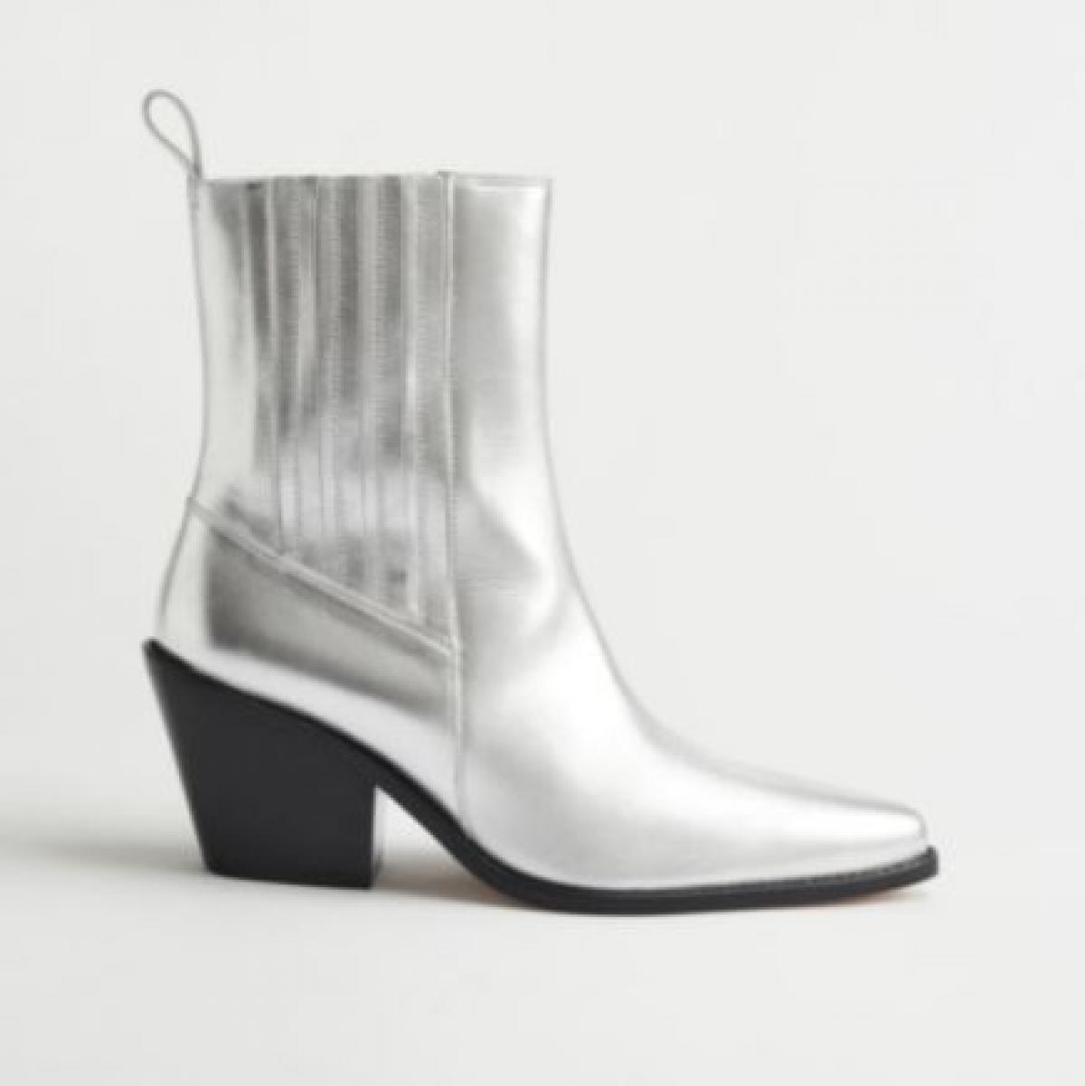 Enkelhoge cowboylaarsjes in zilver metallic