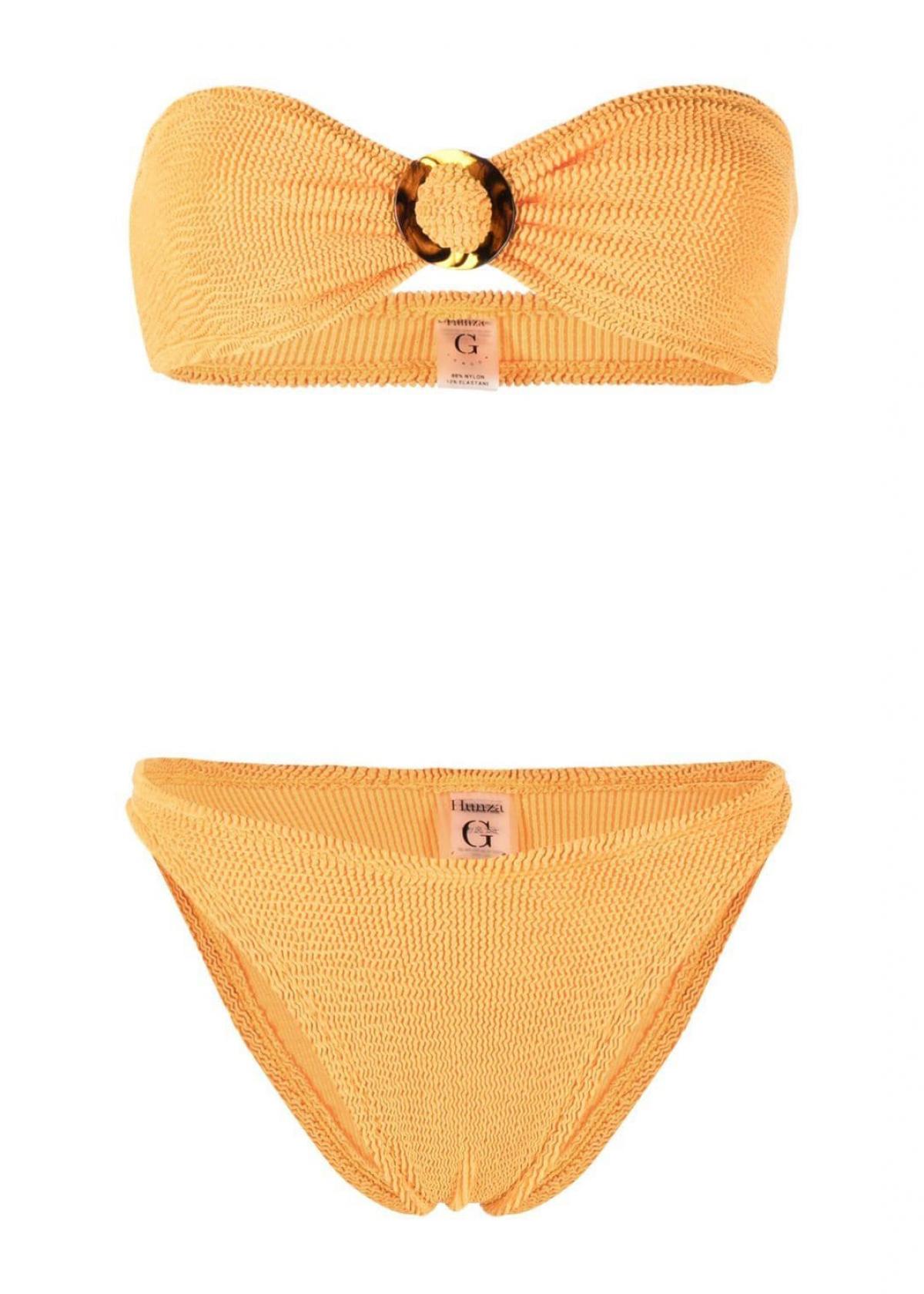 Gele, geribbelde bandeau-bikini