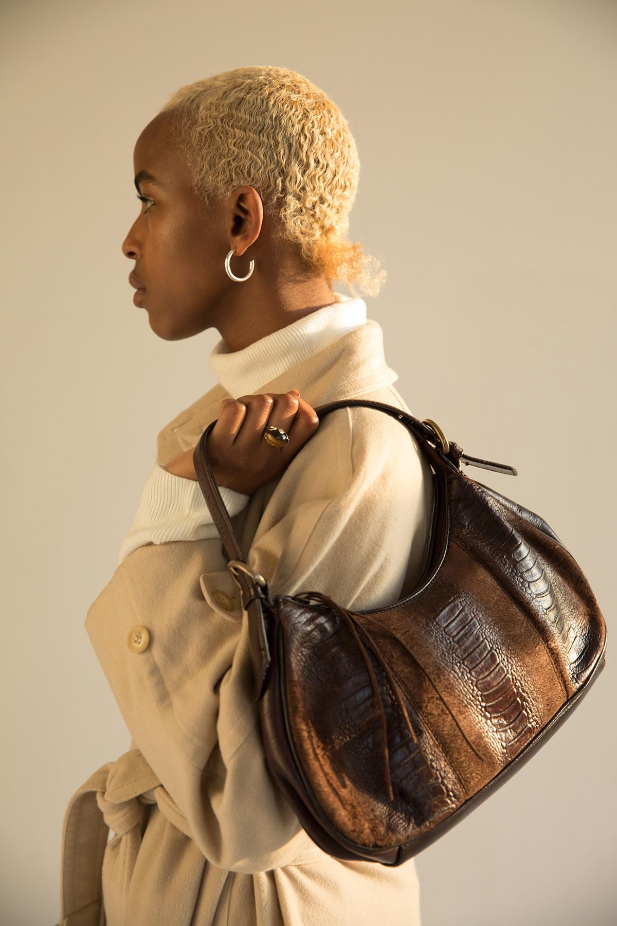 Sac en cuir et daim marron