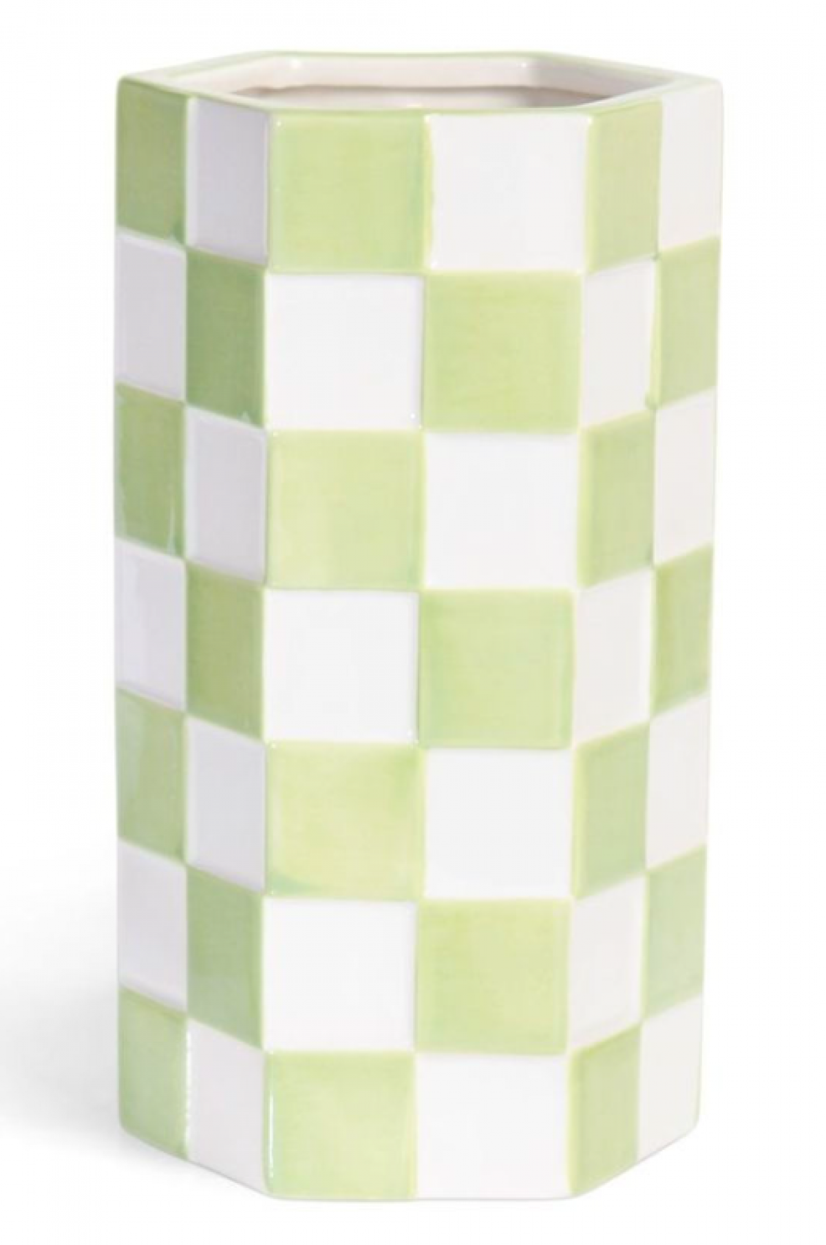 Vaas met groen-witte vichyprint