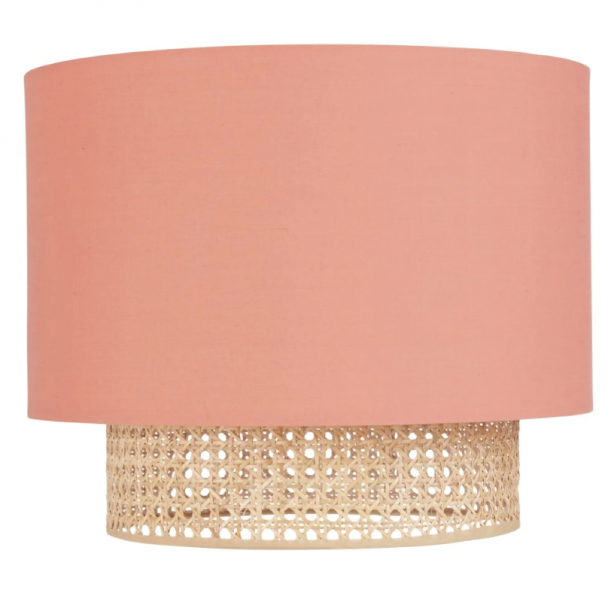 Roze lampenkap met rotan detail voor hanglamp