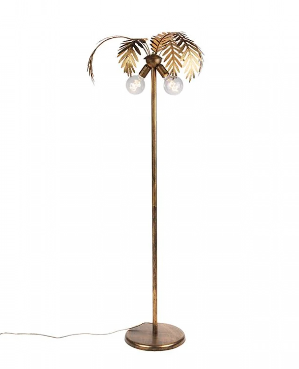 Messing staanlamp met palmbladeren