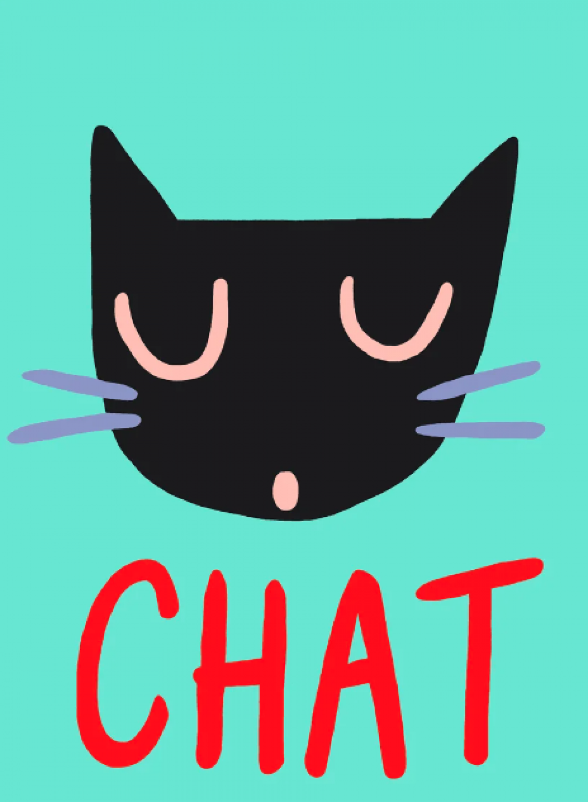 Geïllustreerde poster met kat 'Chat' 