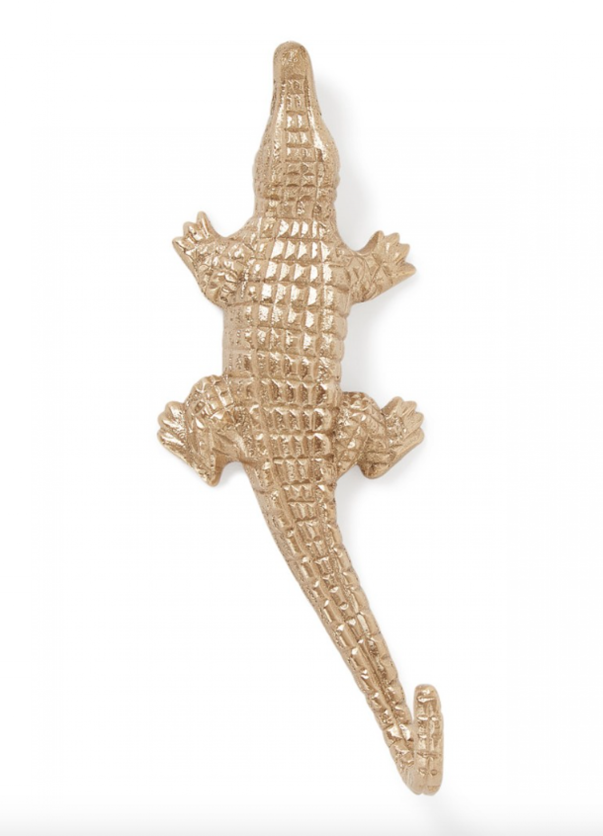 Messing wandhaak in de vorm van een krokodil