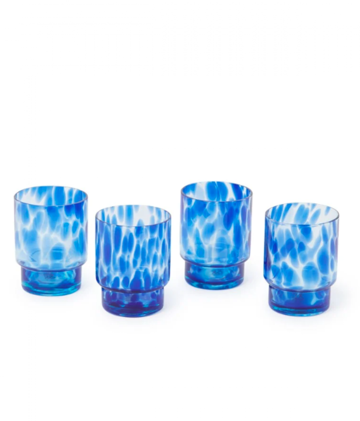Set van 4 drinkglazen met blauw tortoisemotief