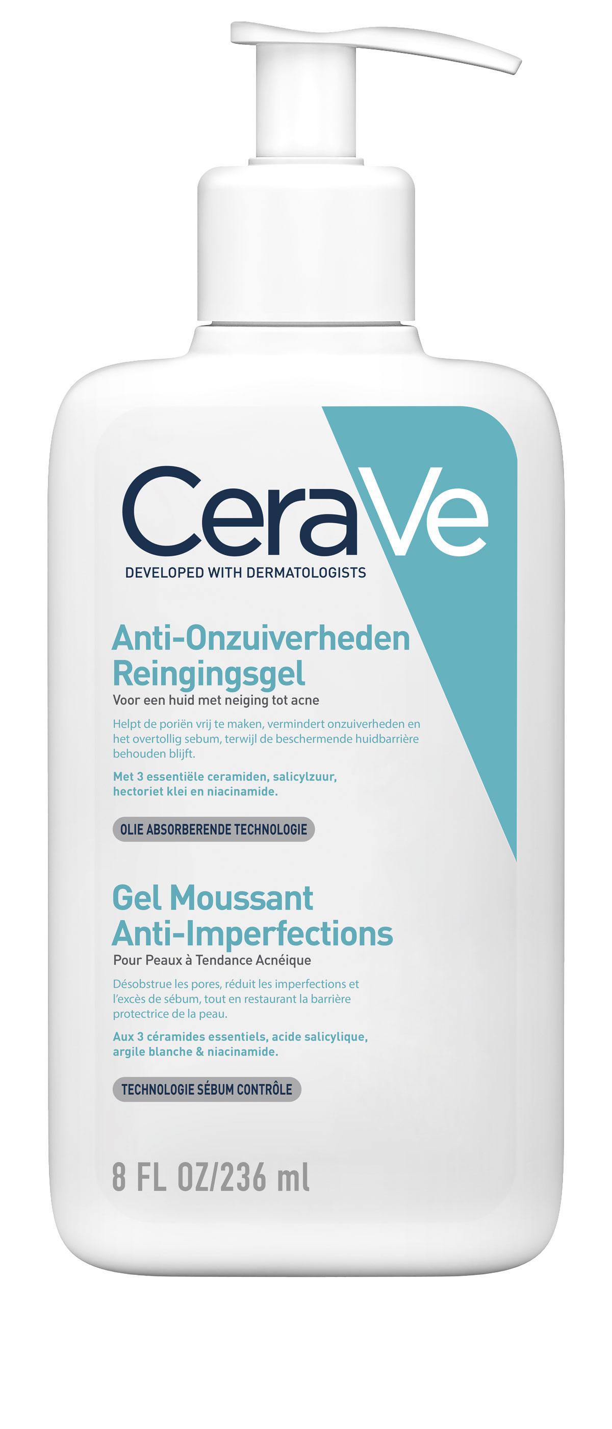5. Gel moussant anti-imperfections, CeraVe, 11,95 euros les 230 ml (disponible en pharmacie).
