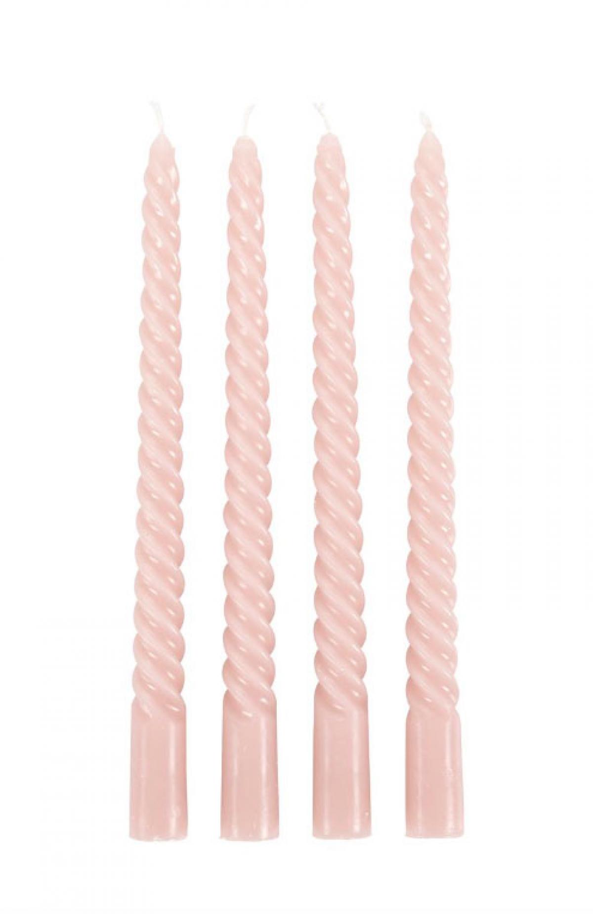 Set van vier roze gedraaide kaarsen 'Twist'