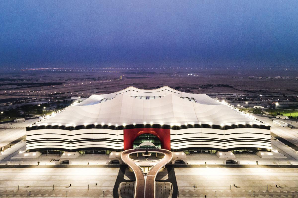 De architectuur van het Al Bayt-stadion in Al Khor verwijst naar bedoeïenententen.