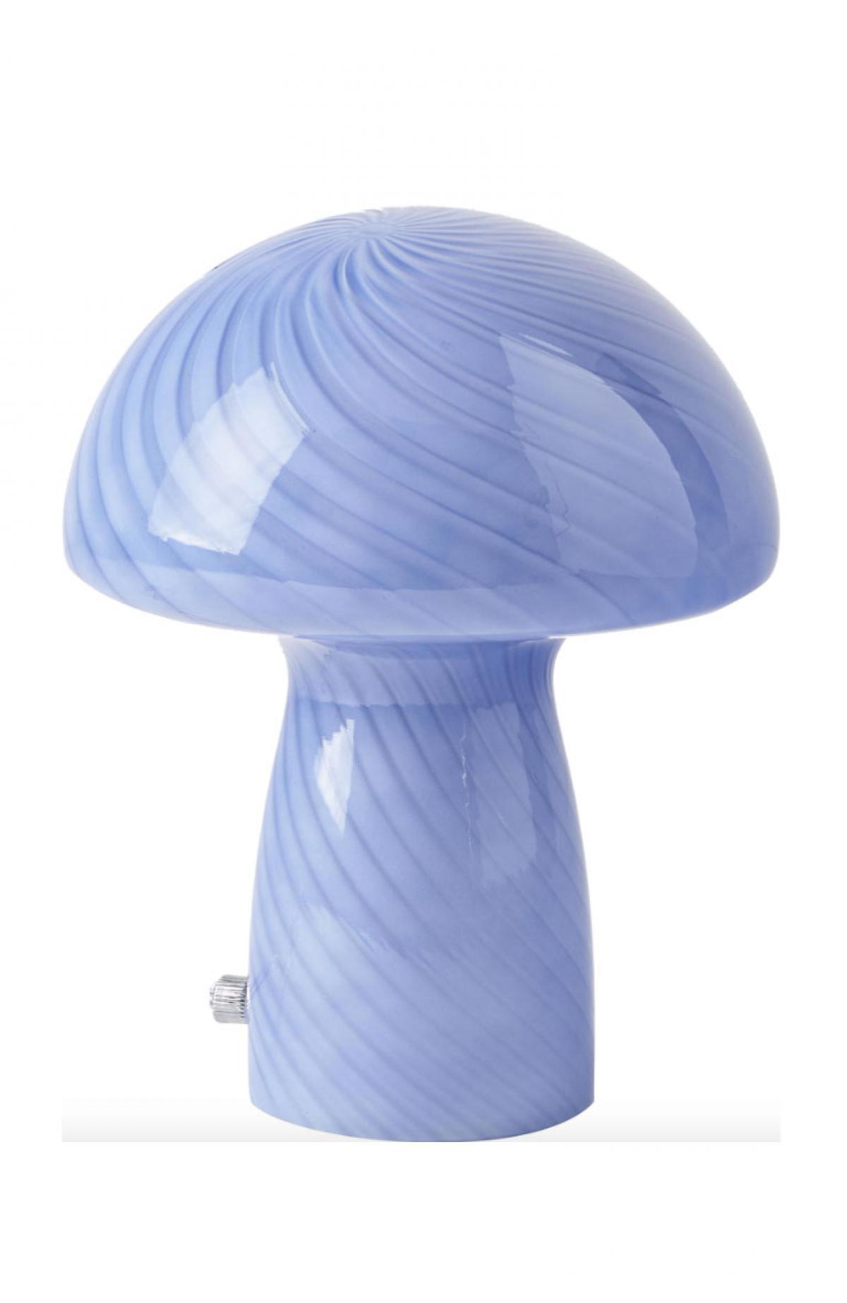 Blauwe glazen tafellamp 'Mushroom'