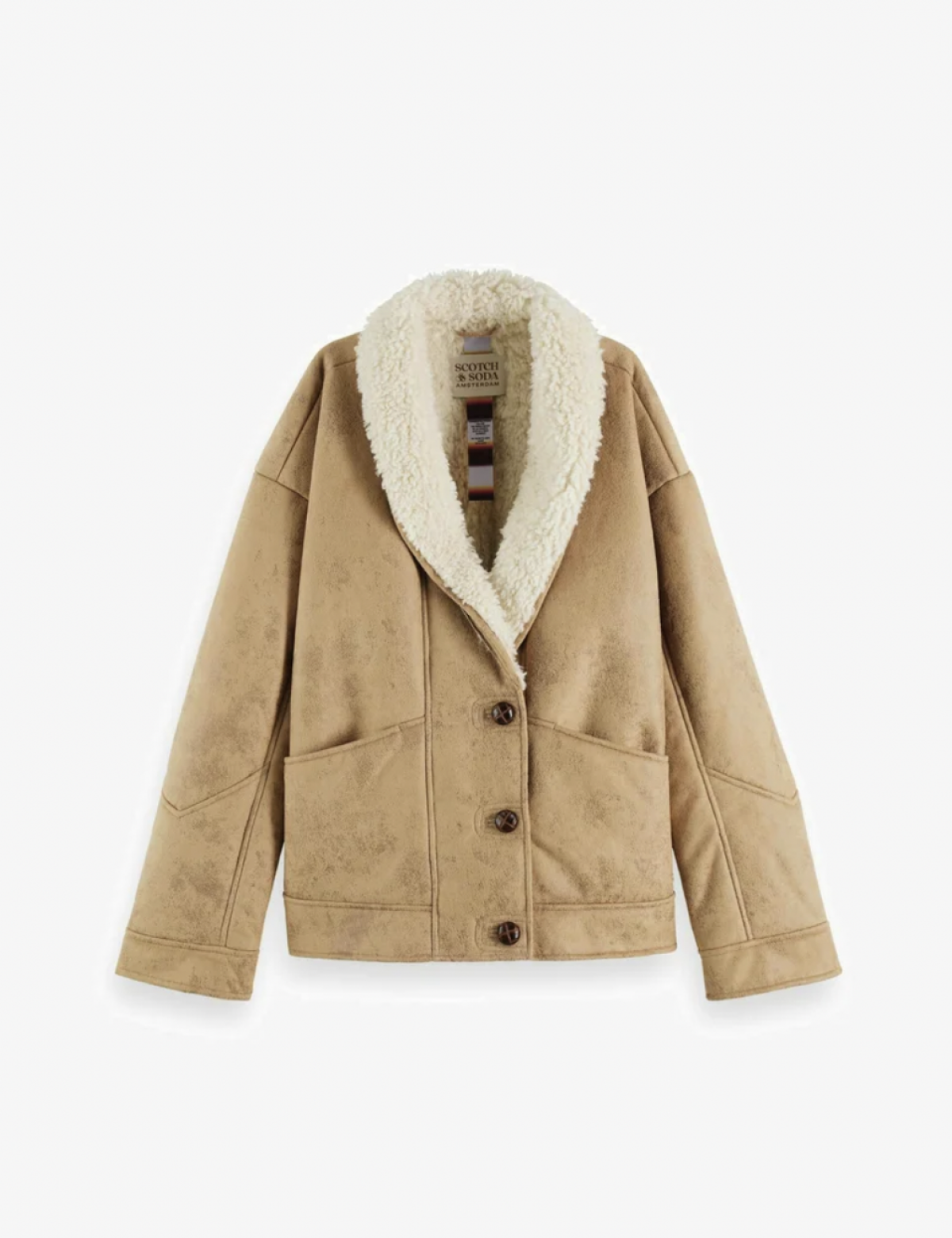 Suede jas met shearling binnenwerk