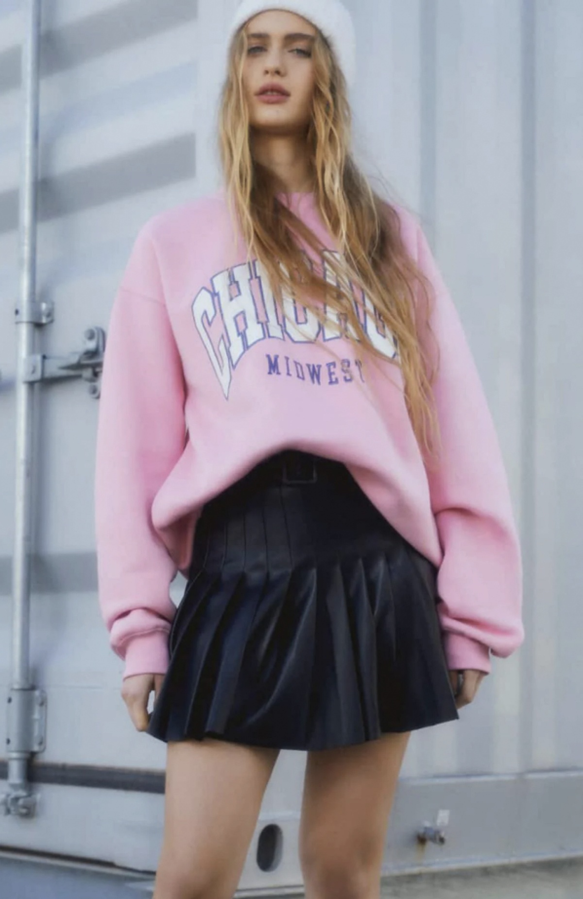 Sweat rose ample avec empiecement