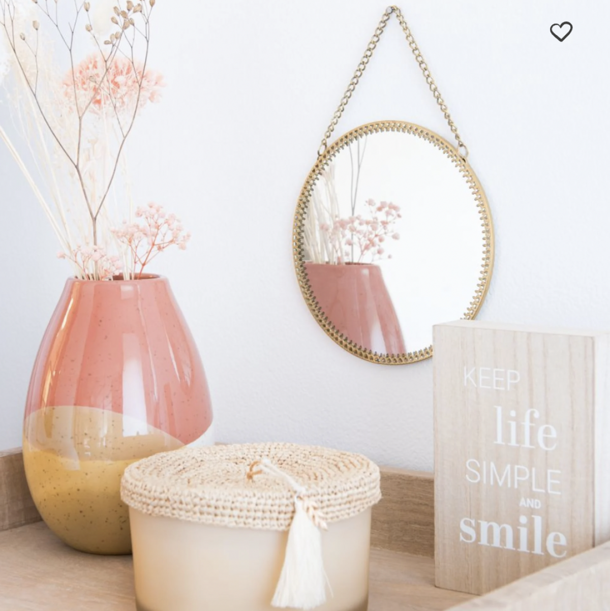 Miroir rond en métal doré 