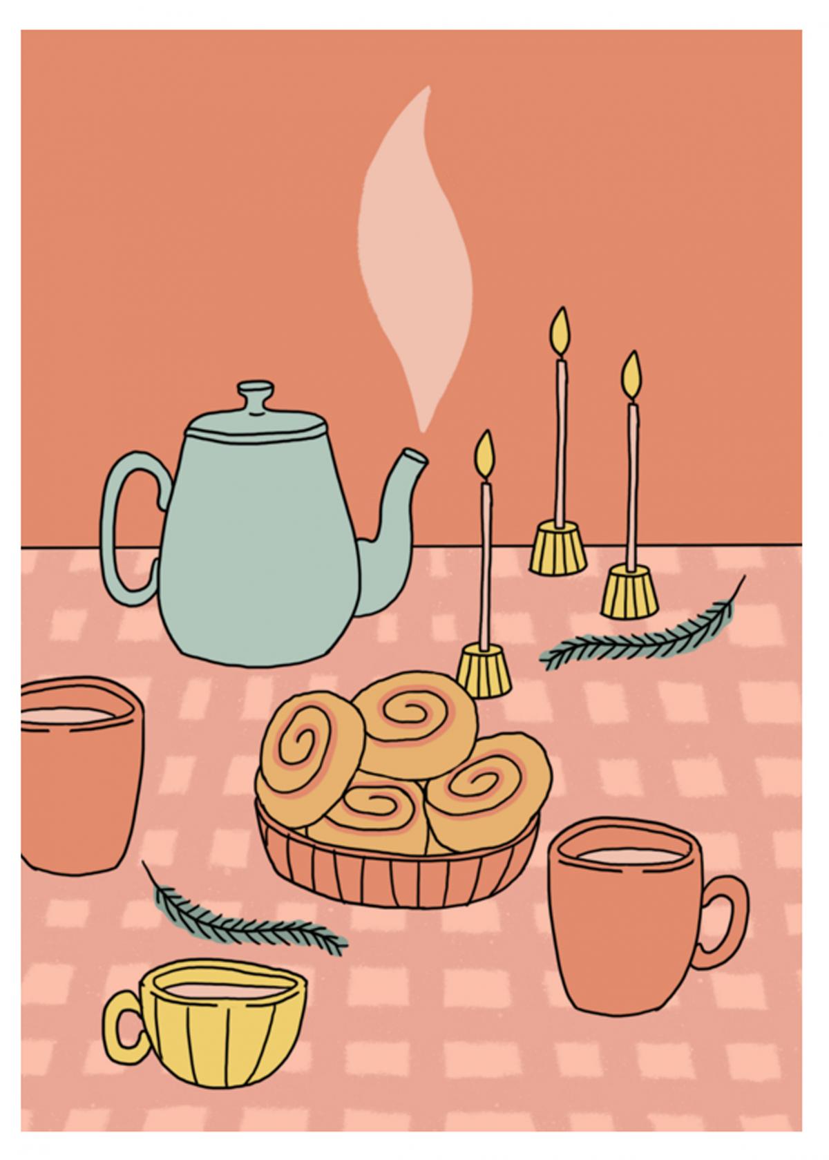 Wenskaart 'Kersttafel'