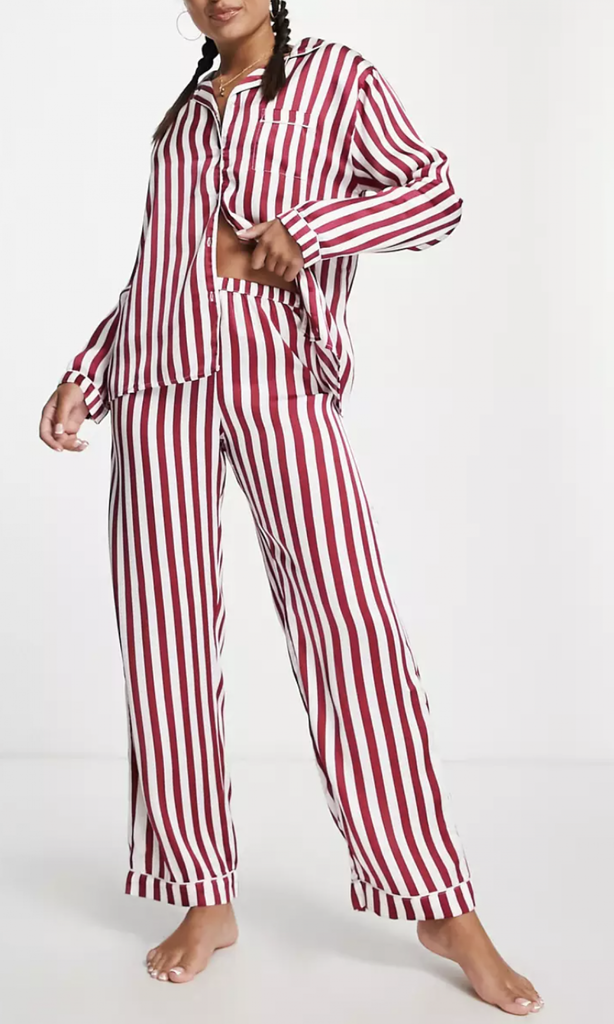 Ensemble de pyjama boutonné long à rayures